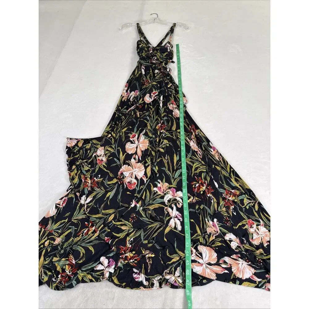Maeve Anthropologie Gabriela Ruffled Wrap Maxi Dress Floral Print Dress Small - Picture 6 of 16